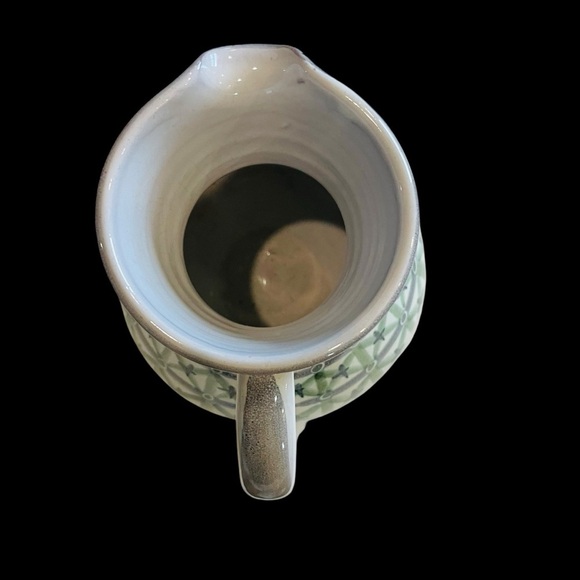 Vintage Mid Century Modern Scandinavian Pottery with green & lavender 6" Swedish - Picture 7 of 9